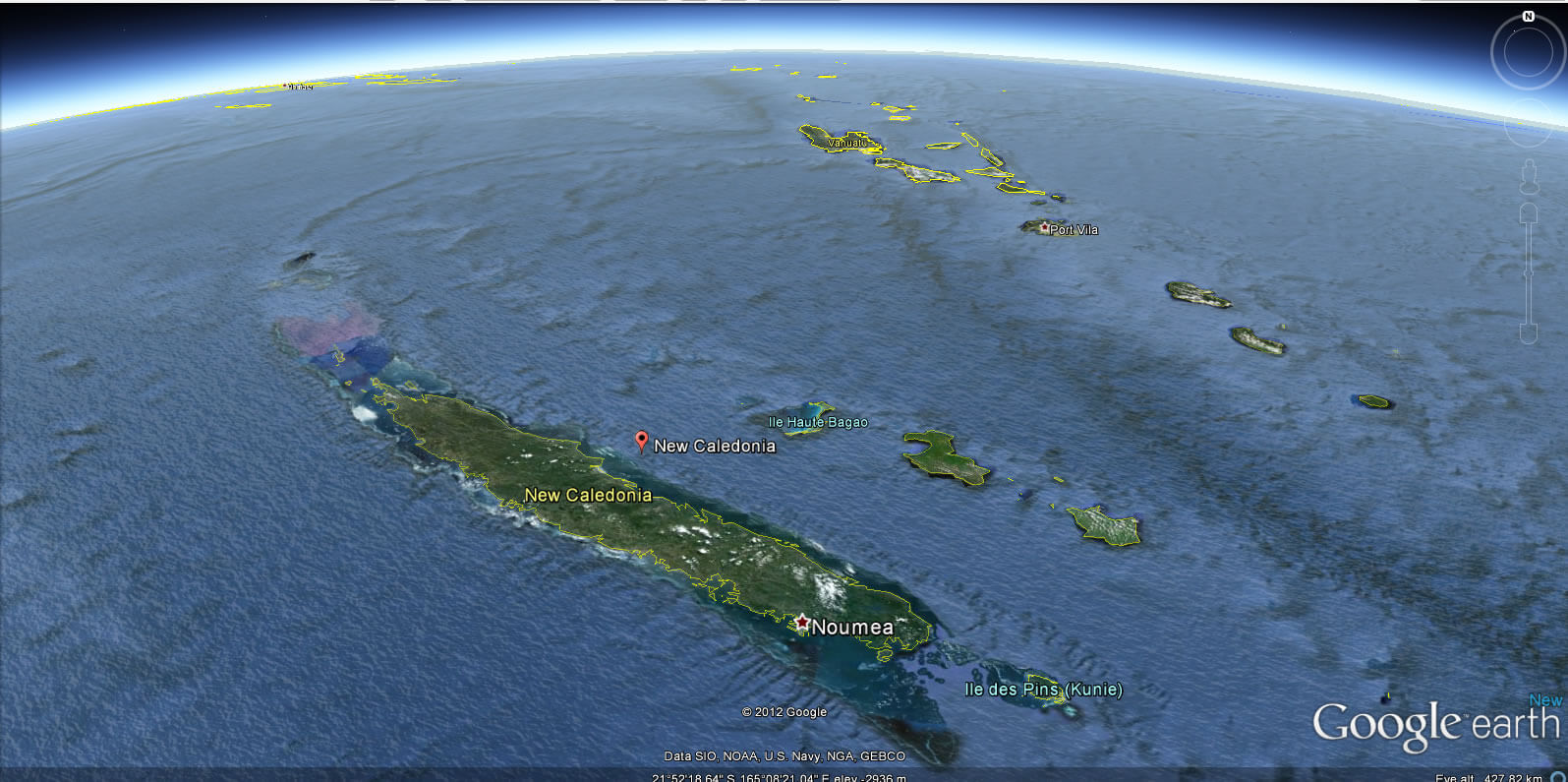 New Caledonia erde karte